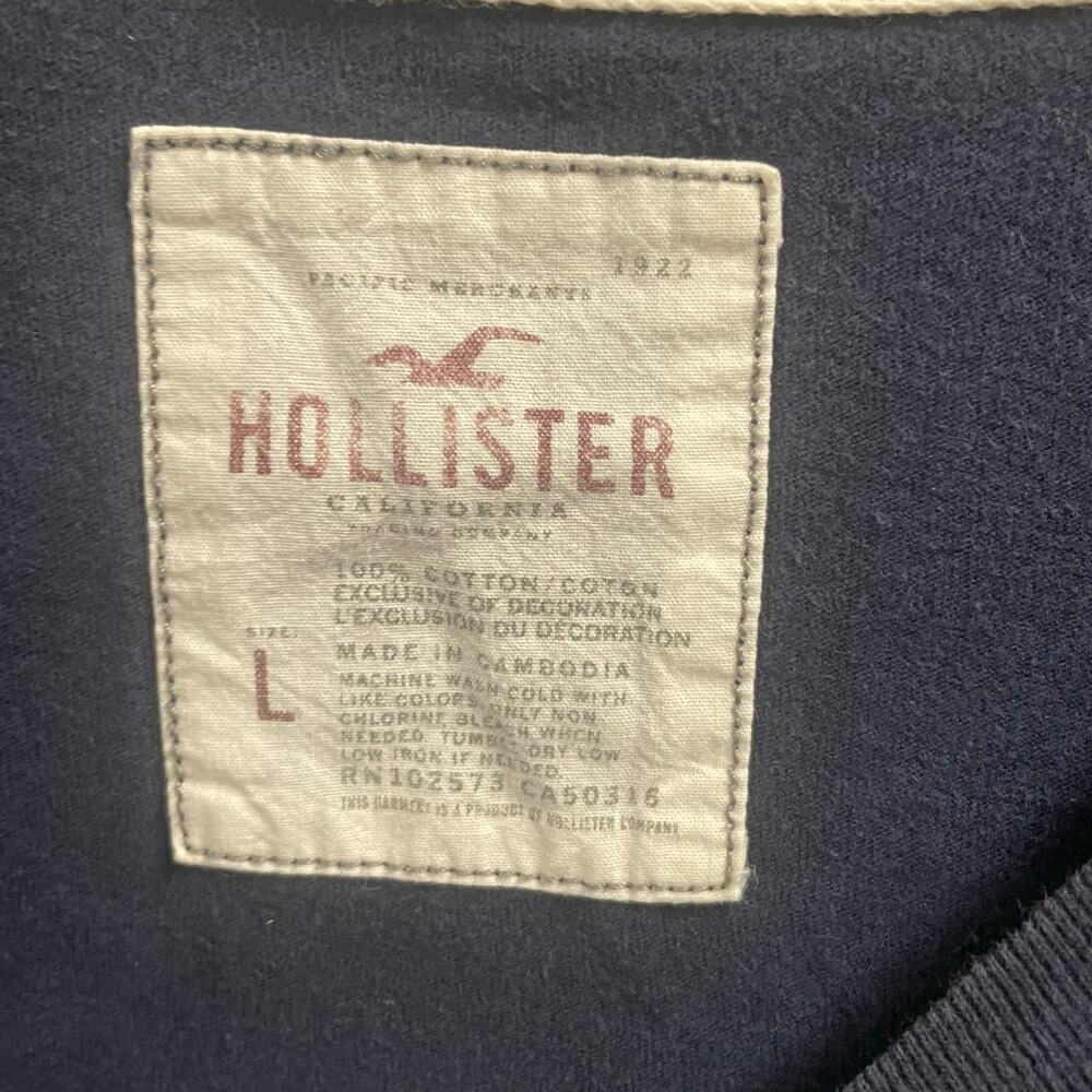 Y2K Hollister Baby Tee Logo Patch Size Large Blue Green Casual - Picture 2 of 3